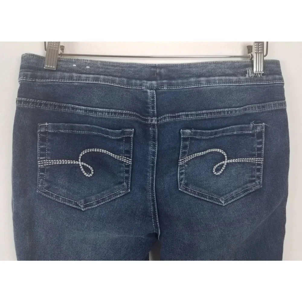 Justice Girls Sz. 16 Plus Mid Rise Denim Medium Wash Raw Hem Leggings